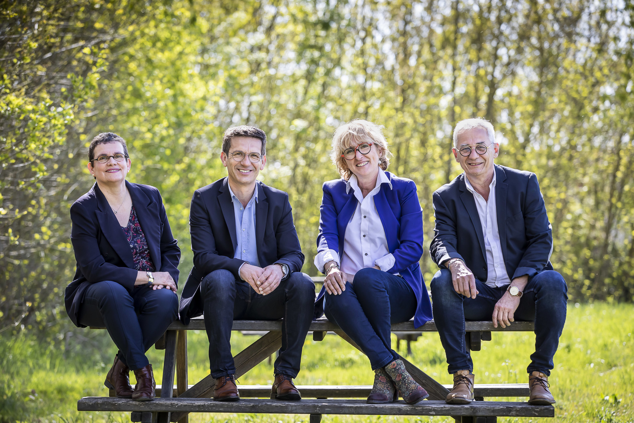 De gauche à droite, Nadia Boireau, Jean-Pierre Servant, Valérie Amy-Moie et Jean-Marie Bodin. Elections départementales Charente-Maritime