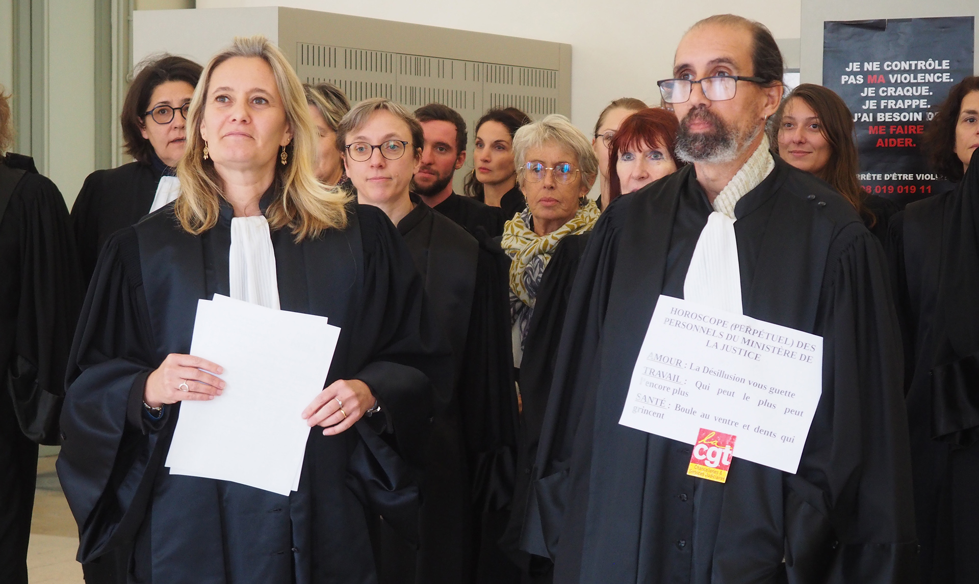 Grève des magistrats à La Rochelle. Fabienne-Averty et Gilles Rosier. (©Yannick-Picard)
